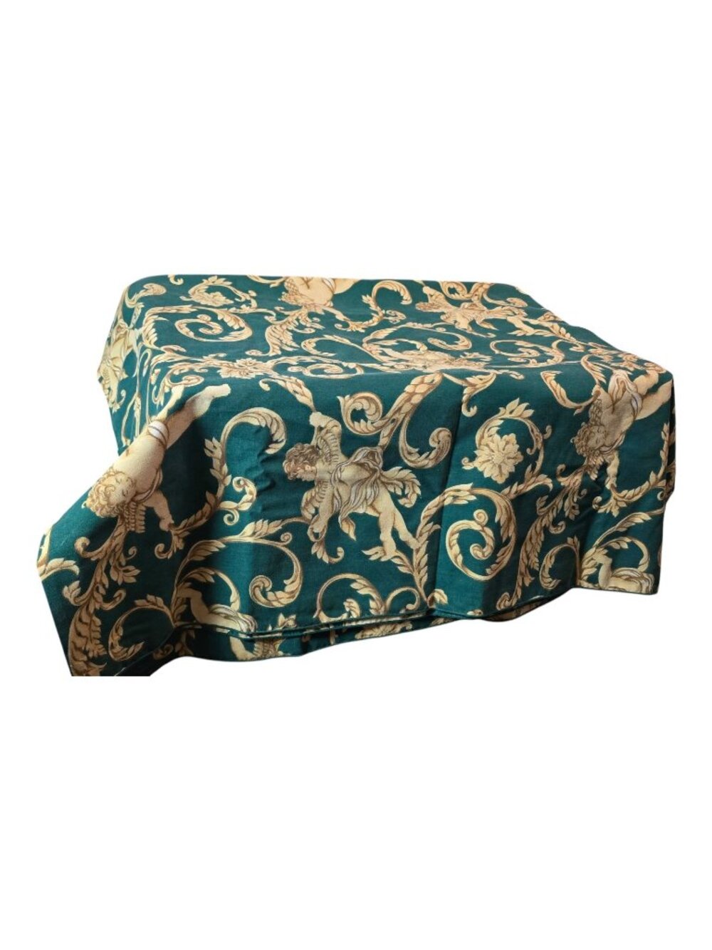 Vintage Baroque-Style Cherub & Leaf Pattern Tablecloth